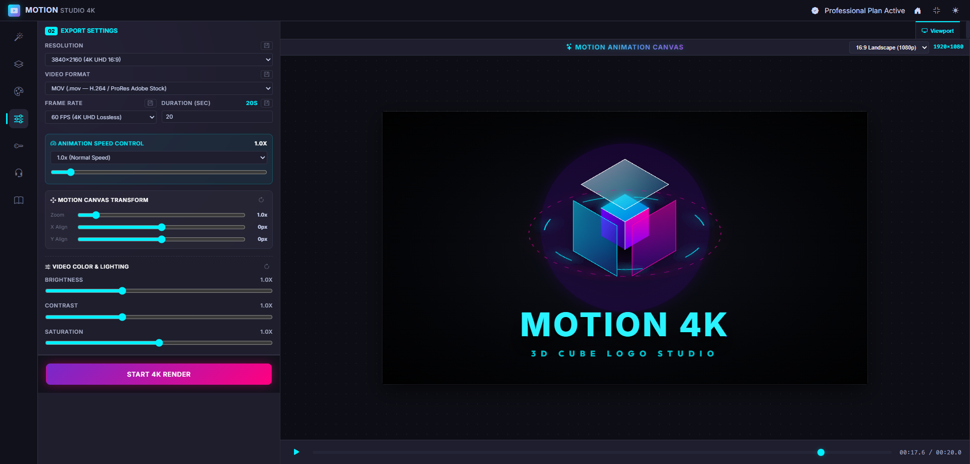 Motion4k Editor Interface